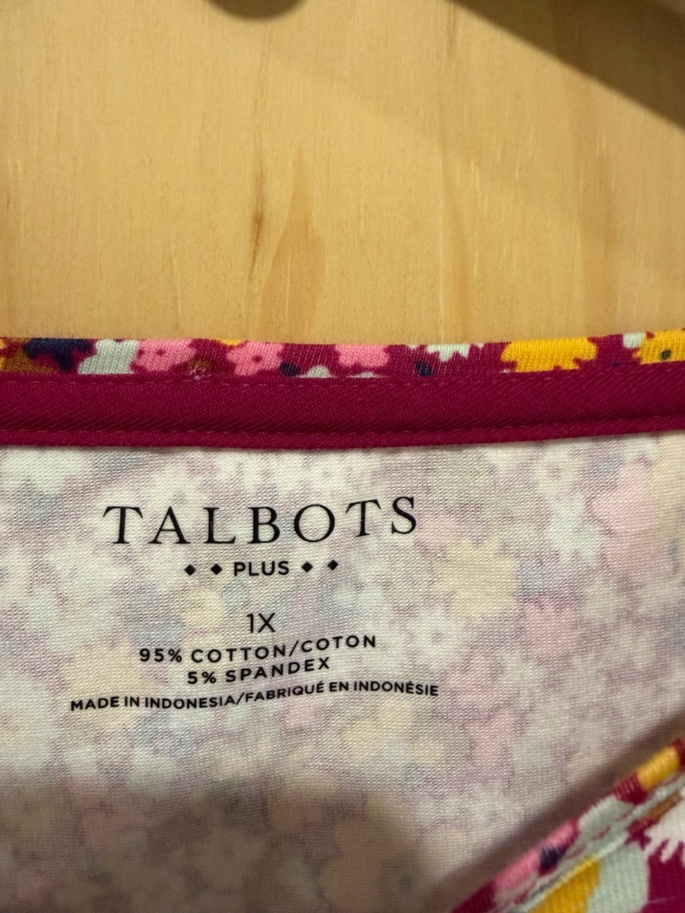 Talbots Floral Quarter Sleeve T-Shirt Sie 1X - Picture 3 of 4